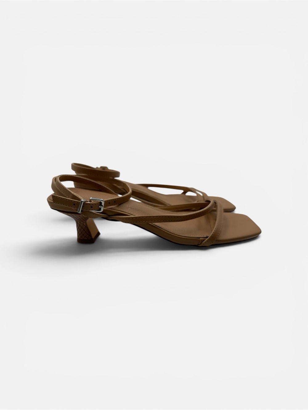 Women's Tan Strappy Square-Toe Sandals